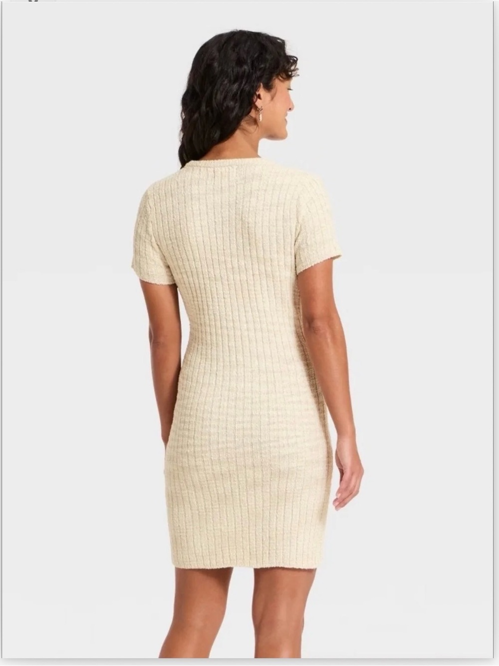 Universal Thread Cream Ribbed Knit Mini Dress - Picture 3 of 4